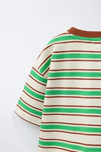 EMBROIDERED LOGO STRIPED T-SHIRT
