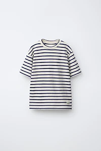 STRIPED TEXTURE T-SHIRT AND BERMUDA SET