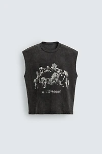HORSE PRINT KNIT TANK TOP