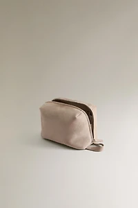 MEDIUM SPLIT SUEDE MAKEUP BAG