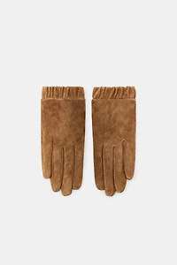 GANTS EN CUIR DE DAIM 100 % À PLIS