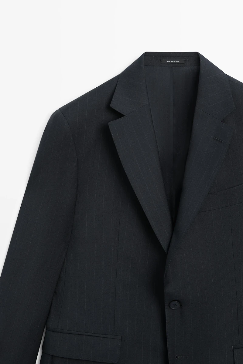Striped 100% cool wool suit blazer
