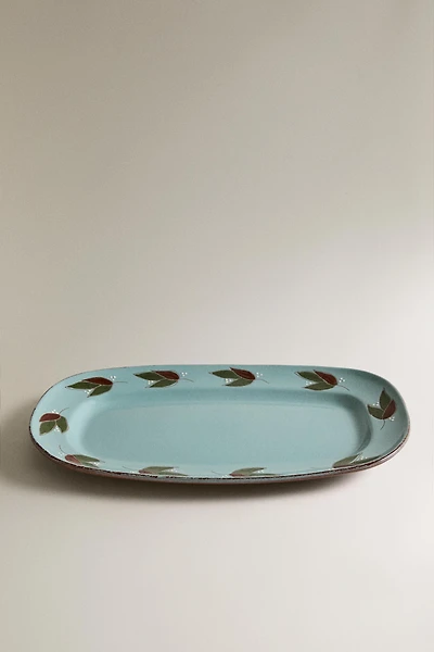 RECTANGULAR LEAF EARTHENWARE SERVING DISH