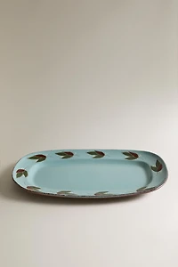 RECTANGULAR LEAF EARTHENWARE SERVING DISH