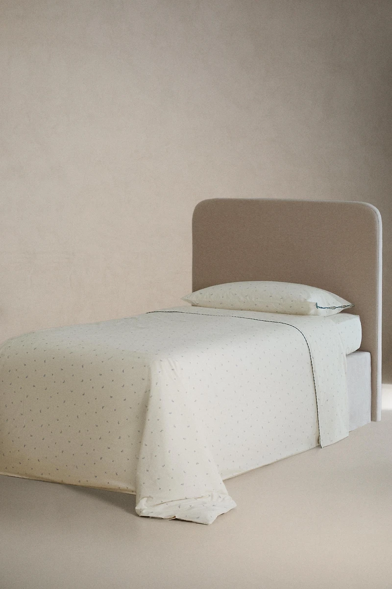 KIDS' COTTON LEAF AND DOT FLAT SHEET