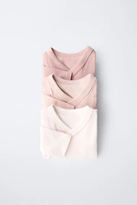 THREE-PACK OF KIMONO COLLAR FLORAL BODYSUITS