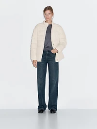 Puffer jacket with stand collar