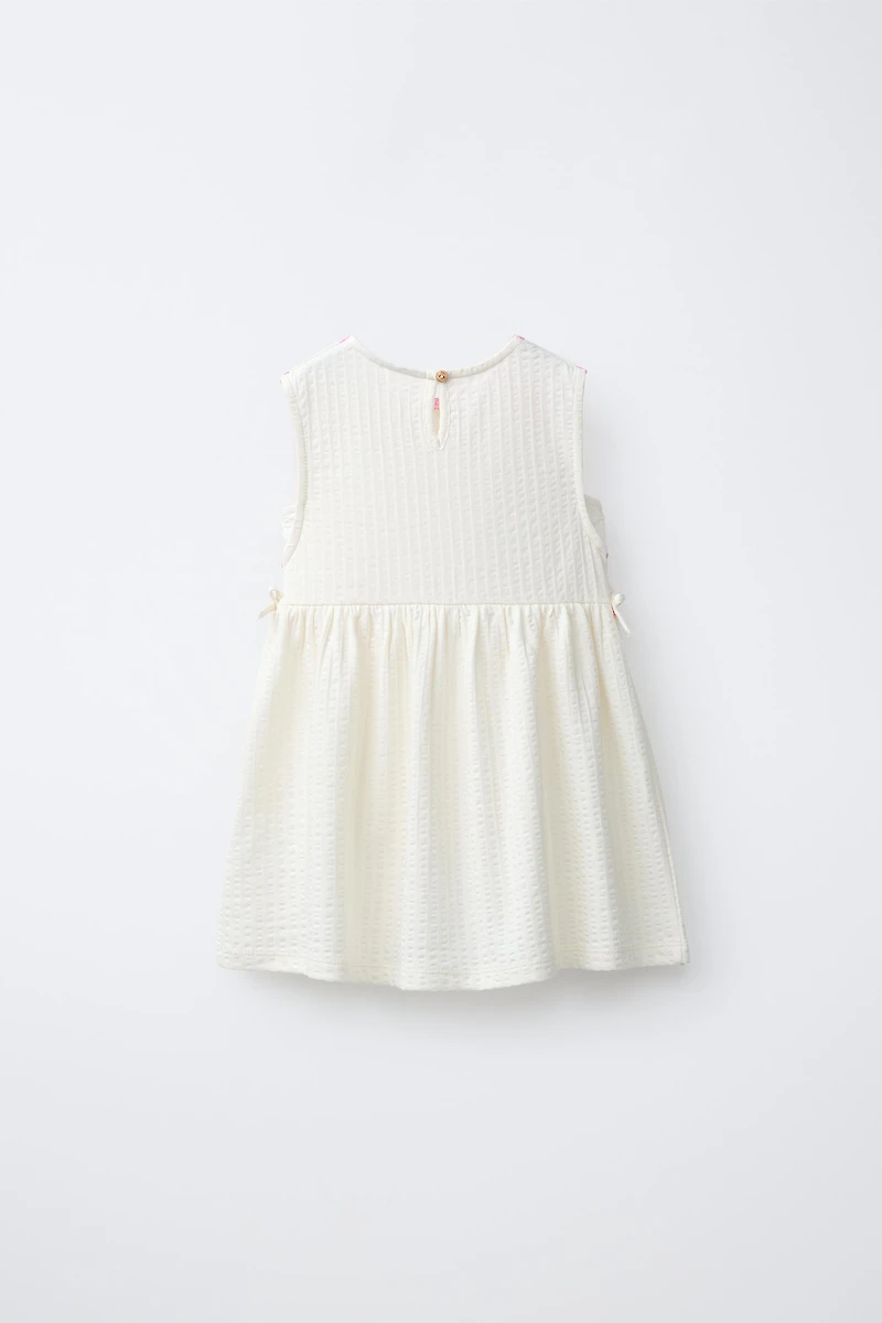 COMBINATION TEXTURED FLORAL DRESS