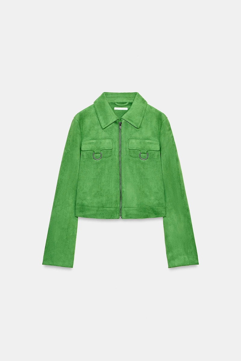 FAUX SUEDE CROPPED JACKET