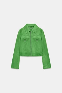 FAUX SUEDE CROPPED JACKET
