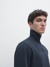 Cotton blend quarter-zip T-shirt