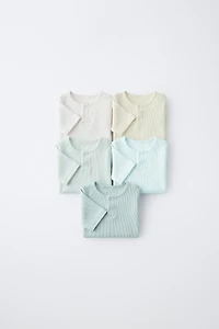 FIVE-PACK HENLEY NECK SHORT SLEEVE BODYSUITS