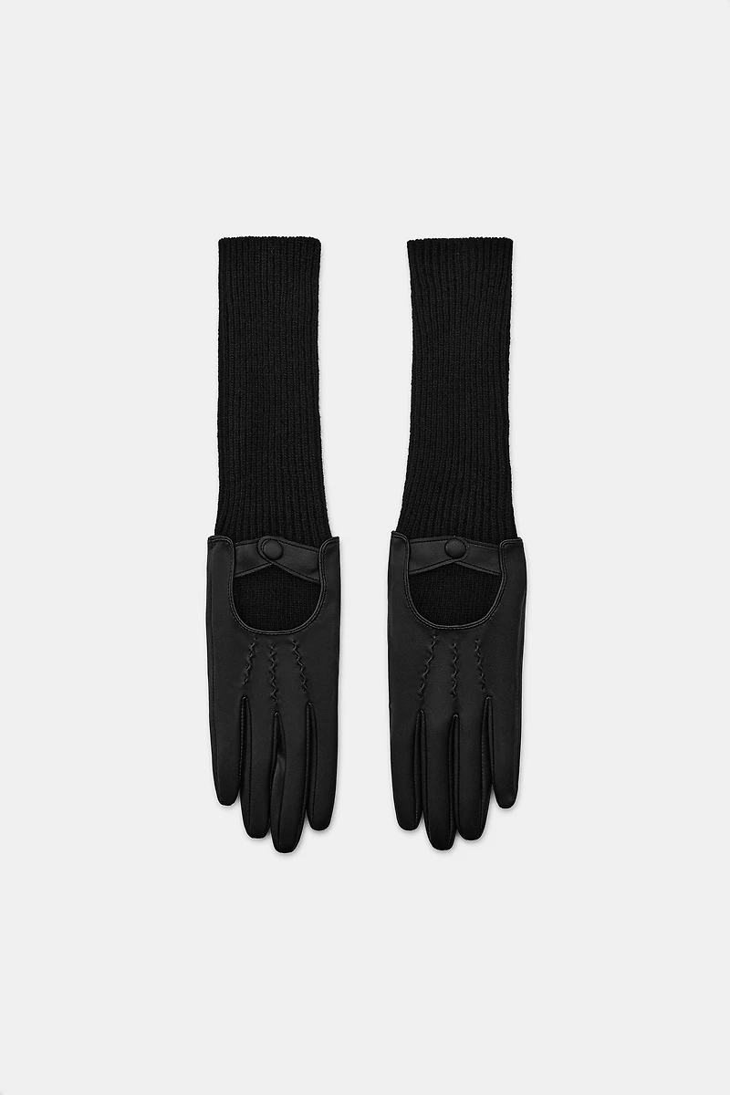 COMBINATION FAUX LEATHER GLOVES