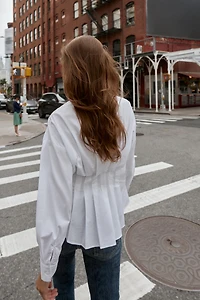 PLEATED POPLIN SHIRT