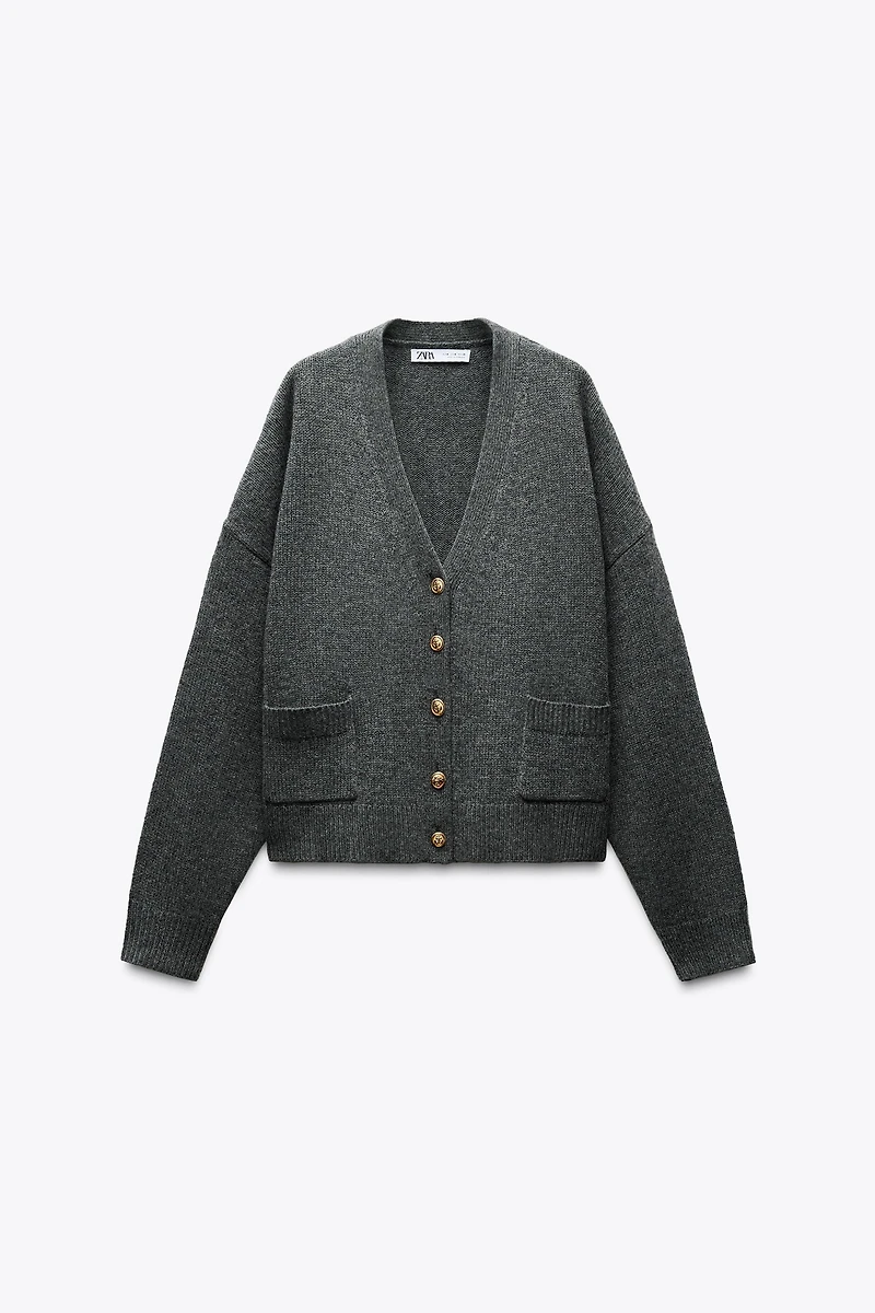 VESTE BOUTON DORÉ 100 % LAINE