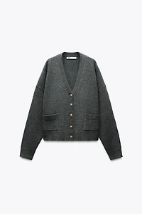 VESTE BOUTON DORÉ 100 % LAINE