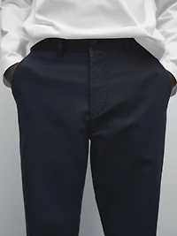 Cotton and linen blend tapered fit trousers