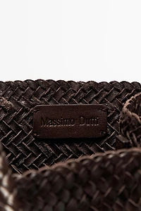 Nappa leather woven bucket bag