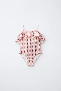 AGES 6-14 / HEART RUFFLE SWIMSUIT