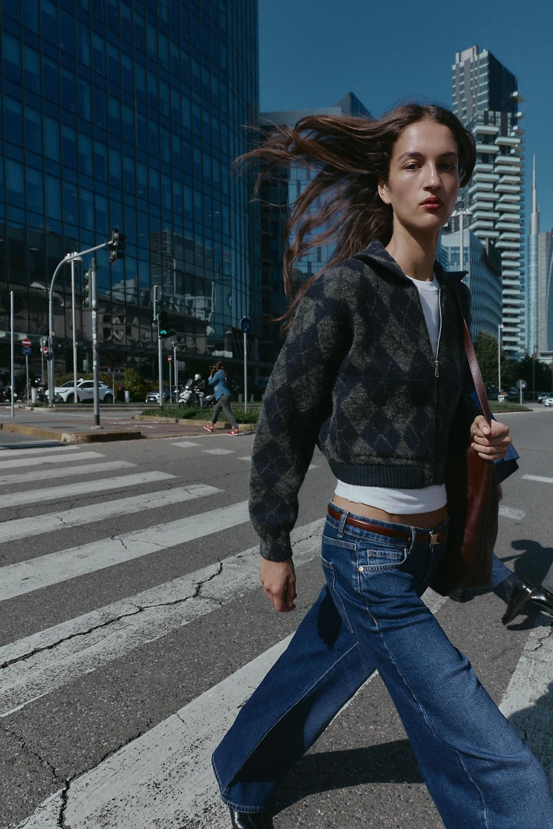 ARGYLE KNIT BOMBER JACKET