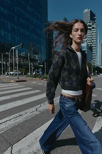 ARGYLE KNIT BOMBER JACKET