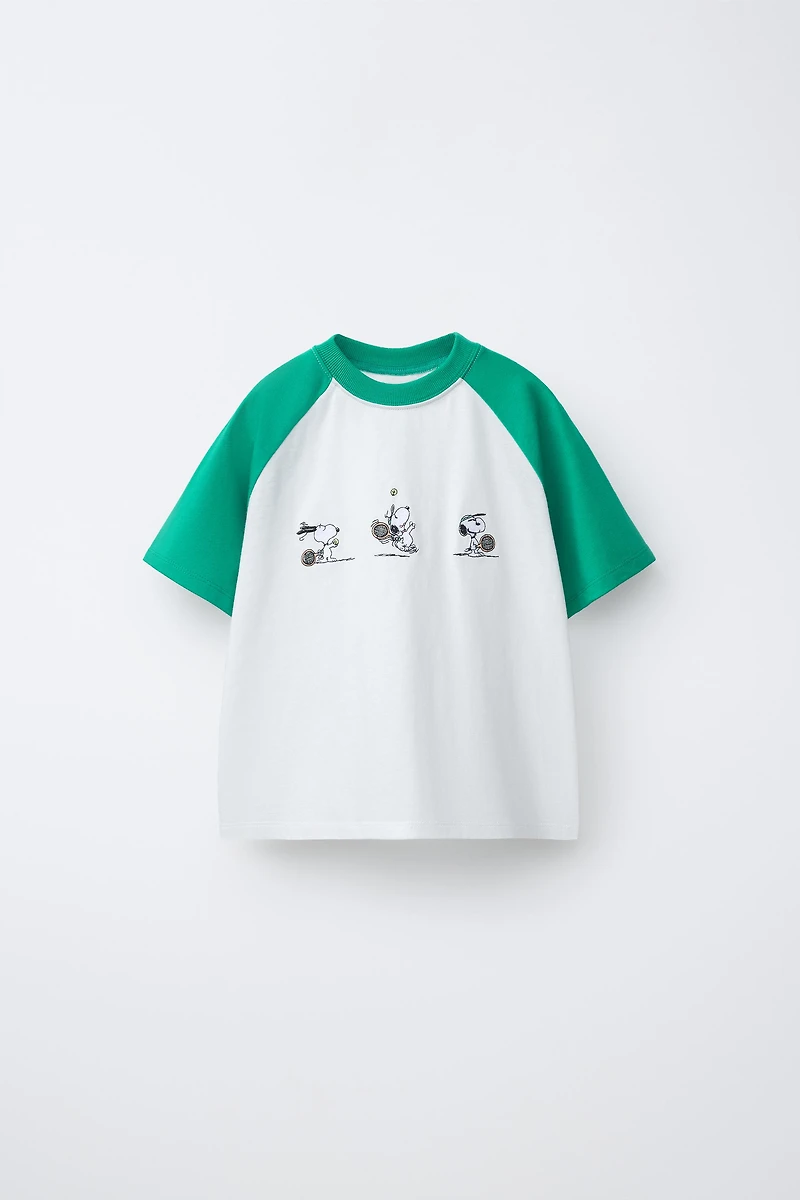 T-SHIRT MANCHES RAGLAN BRODÉ SNOOPY PEANUTS™