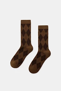 DIAMOND PATTERN COTTON SOCKS