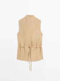 Linen waistcoat with crossover fastening