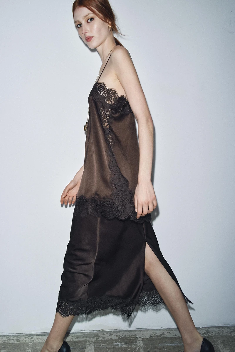 SATIN EFFECT LACE TOP ZW COLLECTION