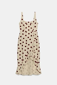 ROBE MIDI À POIS AVEC LIN