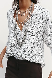 POLKA DOT TAB SLEEVE SHIRT