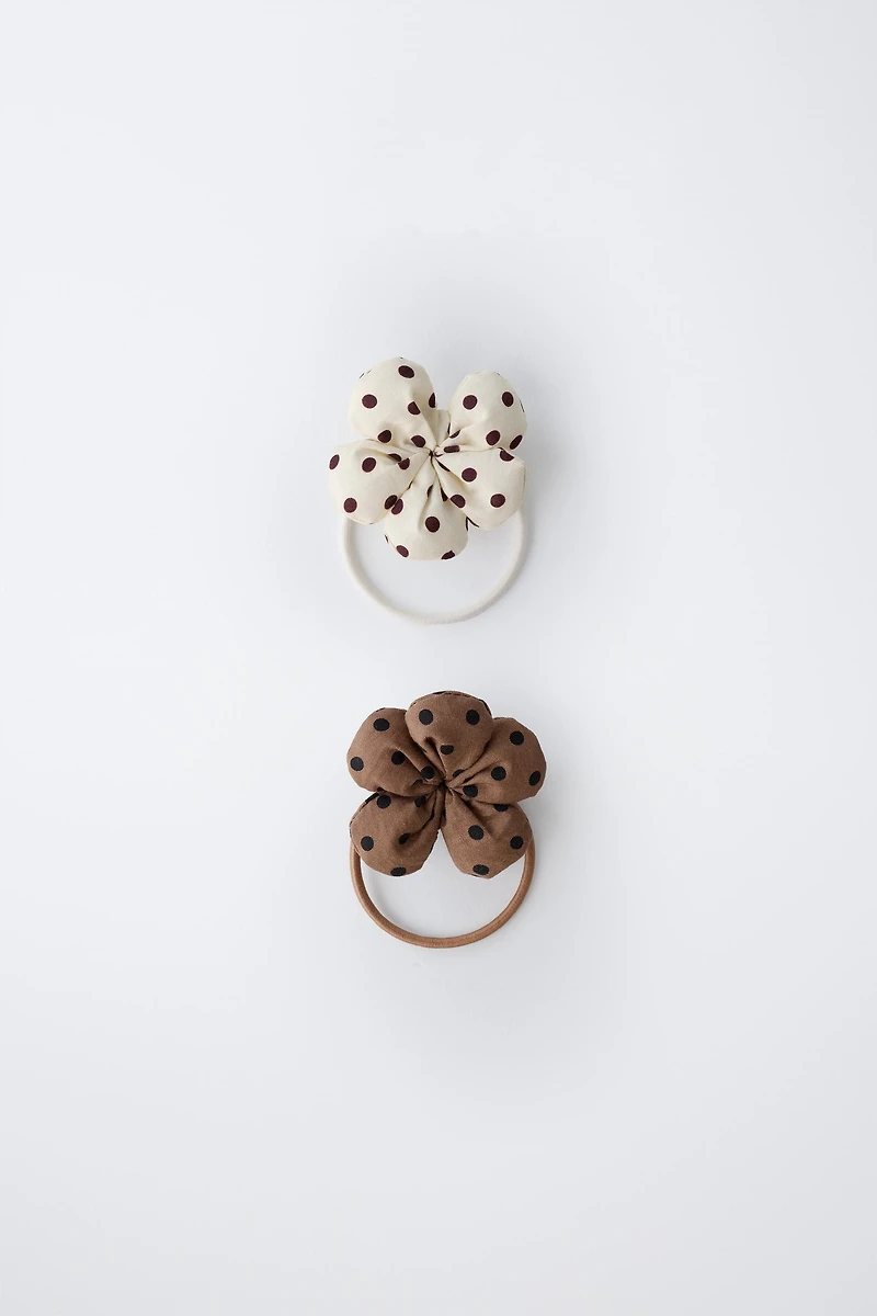 TWO-PACK OF POLKA DOT FLOWER HAIR TIES
