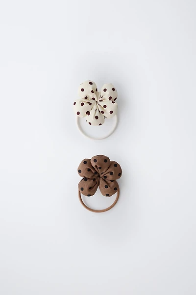 TWO-PACK OF POLKA DOT FLOWER HAIR TIES