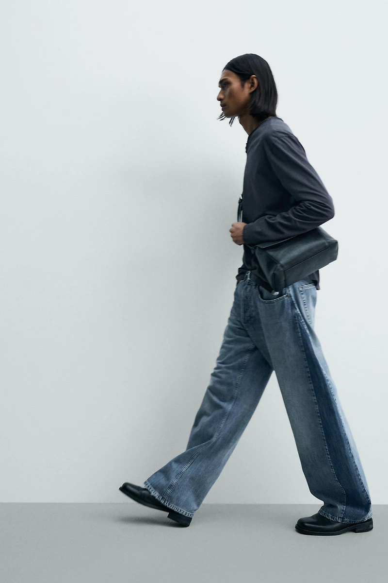 LOOSE BALLOON FIT JEANS WITH CONTRASTING BANDS