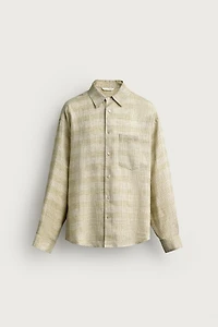 100% LINEN PLAID RELAXED FIT SHIRT