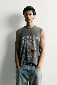 WASHED PRINTED KNIT TANK TOP