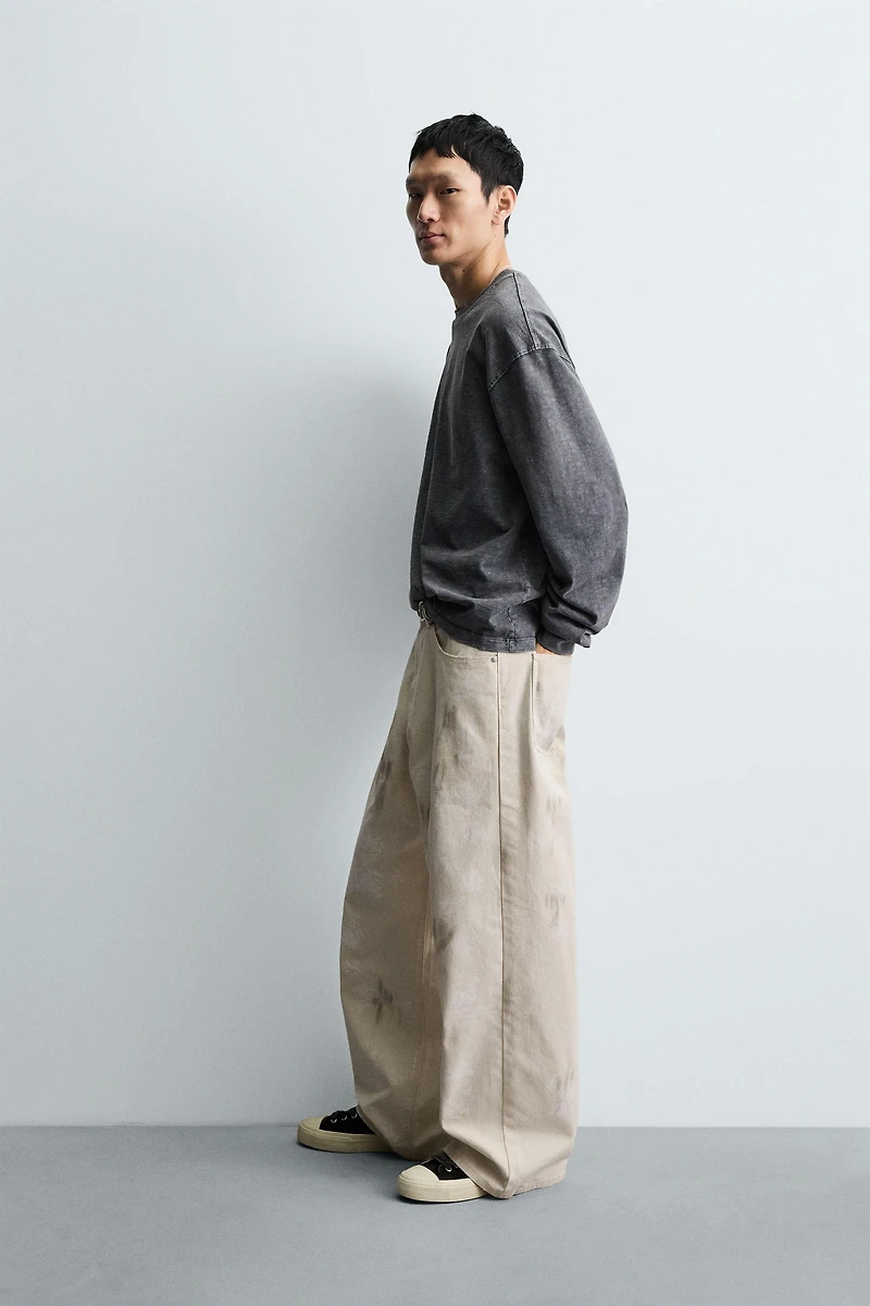 ABSTRACT PRINT TEXTURED PANTS