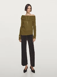 Flare fit high-waist flocked jeans