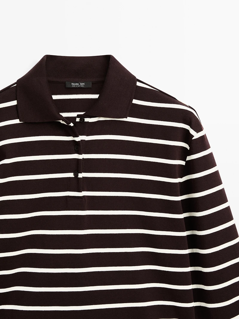 100% cotton striped polo shirt