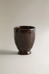 BROWN CERAMIC TOOTHBRUSH HOLDER