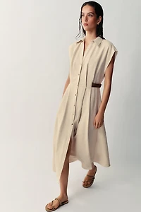 LINEN BLEND SHIRTDRESS
