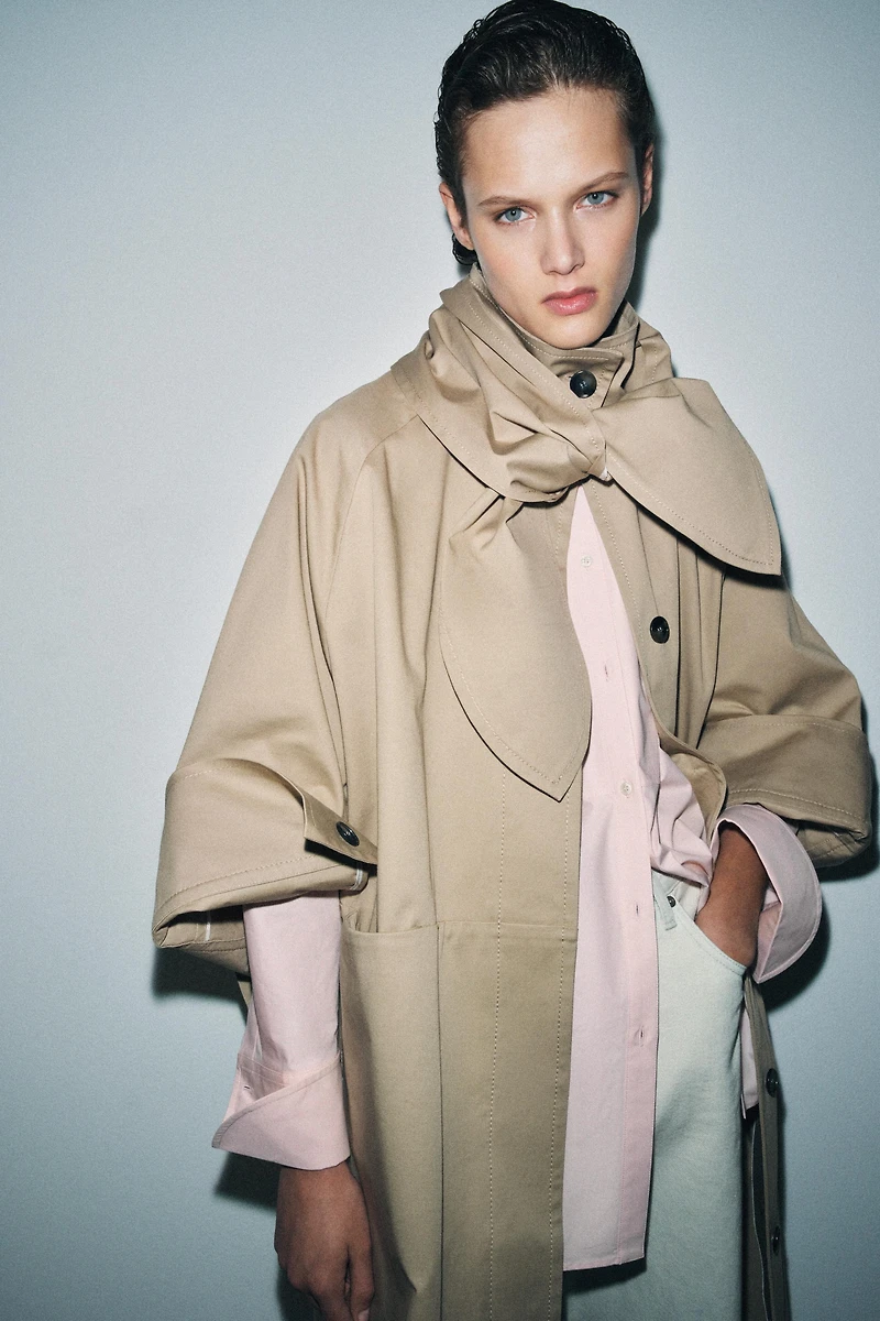 OVERSIZED TRENCH COAT WITH SCARF ZW COLLECTION LIMITED EDITION