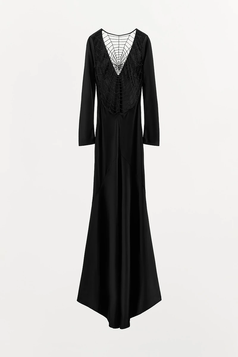 ROBE SATINÉE DOS TOILE D'ARAIGNÉE LIMITED EDITION