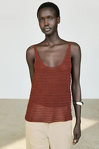 Textured knit strappy top