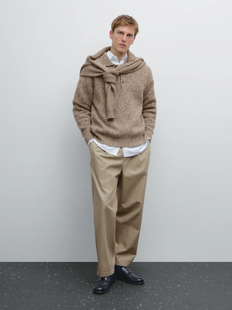 100% cashmere knit polo sweater