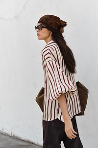 STRIPED BALLOON SLEEVE SHIRT