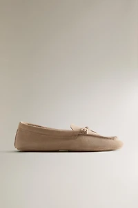 LOAFER WITH BOW SPLIT LEATHER