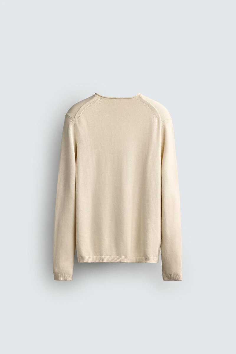 RELAXED FIT COTTON V-NECK JUMPER