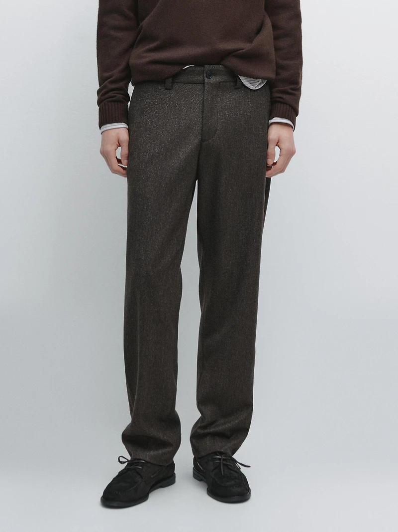 Twill wool blend trousers