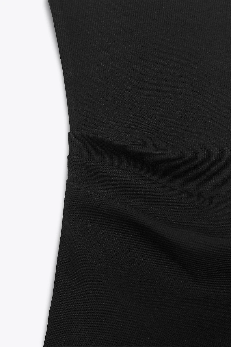 RIBBED DRAPED TOP